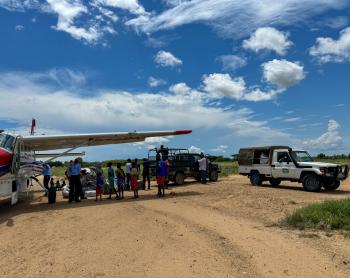 Offloading of essential supplies at Illeret airstrip ~Photo credit: Sam Baguma