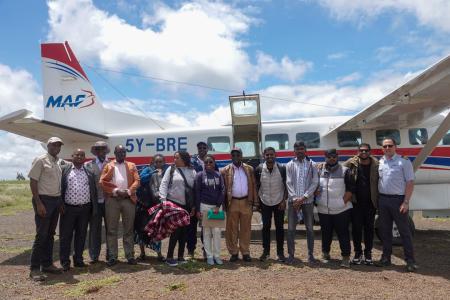 A team from CITAM missions after landing at Marsabit airstrip. 