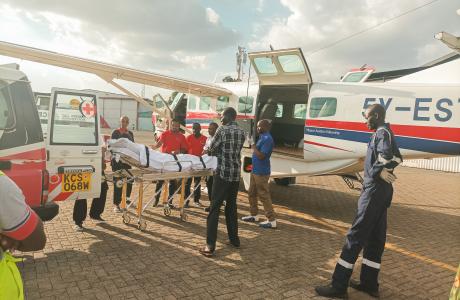 Medical evacuation of injured men from Juba to Nairobi.